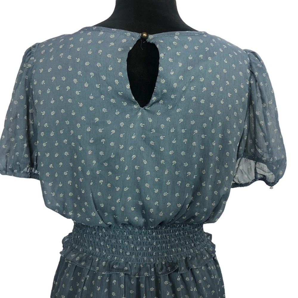 Wild Fable Elastic Waist Blue Print Prairie Dress size Small - Picture 4 of 12